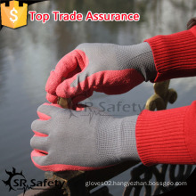 SRSAFETY 13g glove latex coated crinkle palm for workers garden gloves/made in China